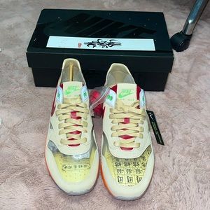 NEW Nike Air Max 1/ CLOT Men's Size 9.5 Net/Deep Red-Orange Blaze